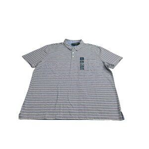 St. Johns Bay XXL Mens Blue Navy Stripe Polo Shirt